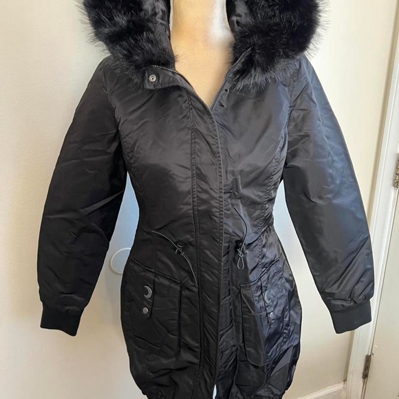 Killstar Lunar Eclipse parka lightweight faux fur trim hood jacket sisze medium - Picture 3 of 6
